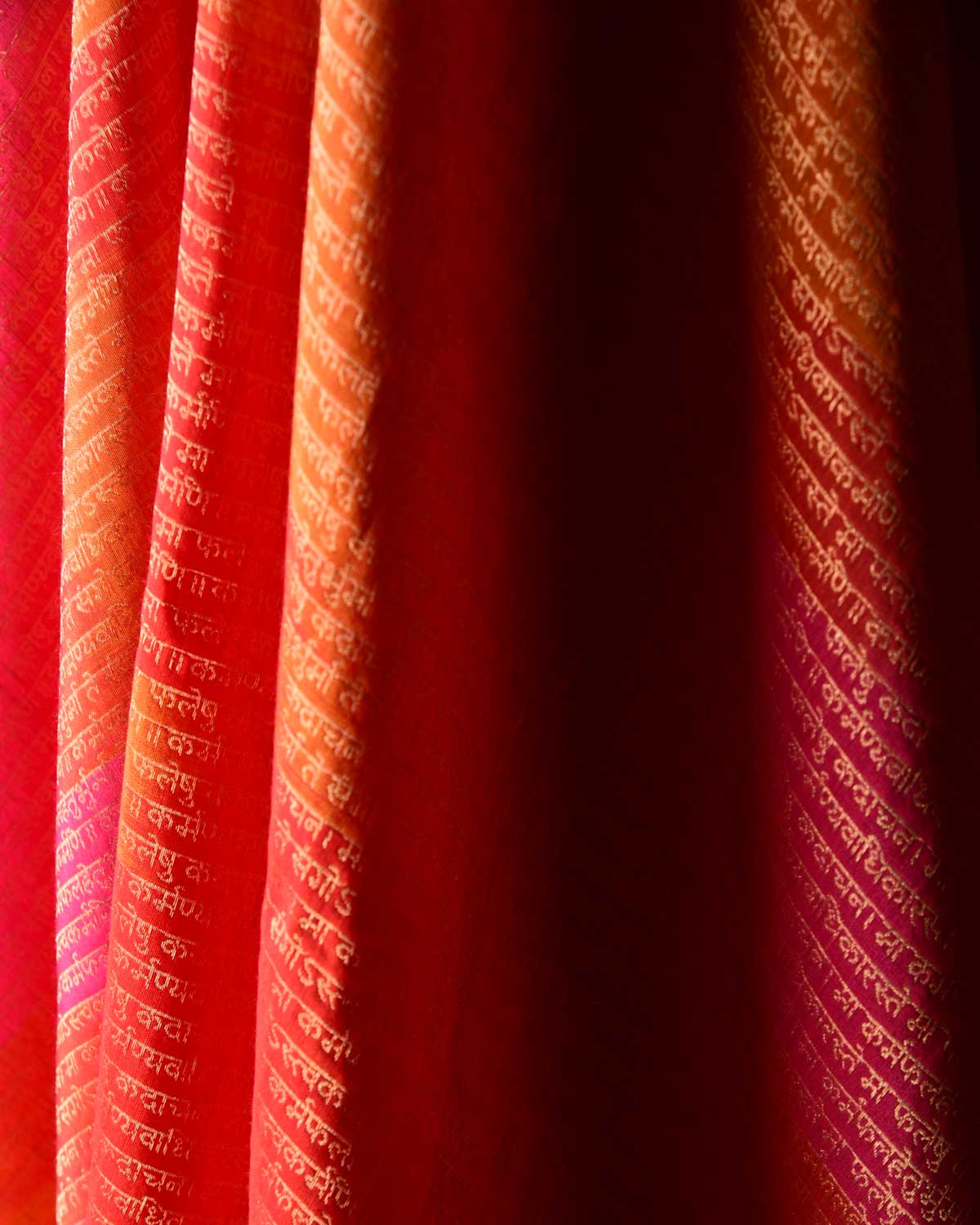 Ombre Multi-color Antique Zari Geeta Shlok 2.47 Brocade Handwoven Silk Wool Unisex Dress Shawl-HolyWeaves