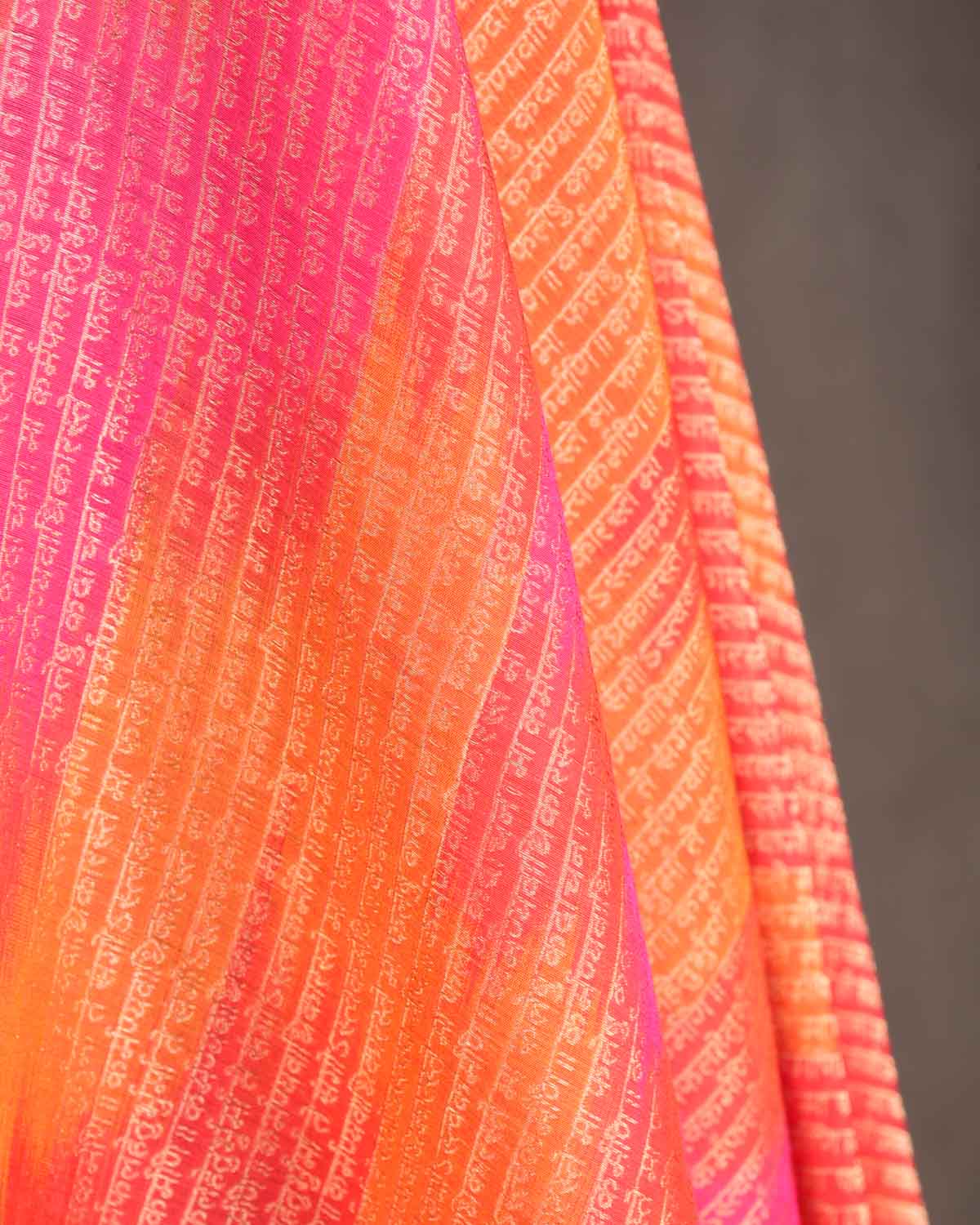 Ombre Multi-color Antique Zari Geeta Shlok 2.47 Brocade Handwoven Silk Wool Unisex Dress Shawl-HolyWeaves