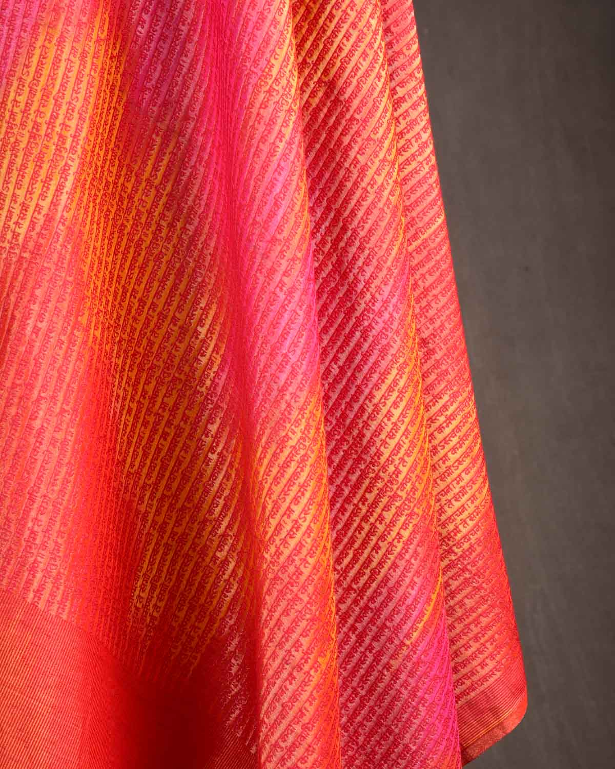 Rainbow Multi-color Gold Zari Geeta Shlok 2.47 Brocade Handwoven Silk Wool Unisex Dress Shawl-HolyWeaves