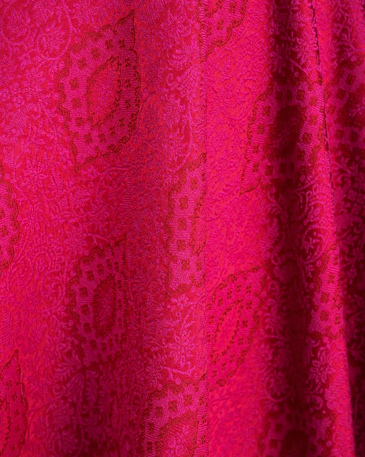 Magenta Damask Tanchoi Handwoven Silk Wool Unisex Dress Shawl-HolyWeaves