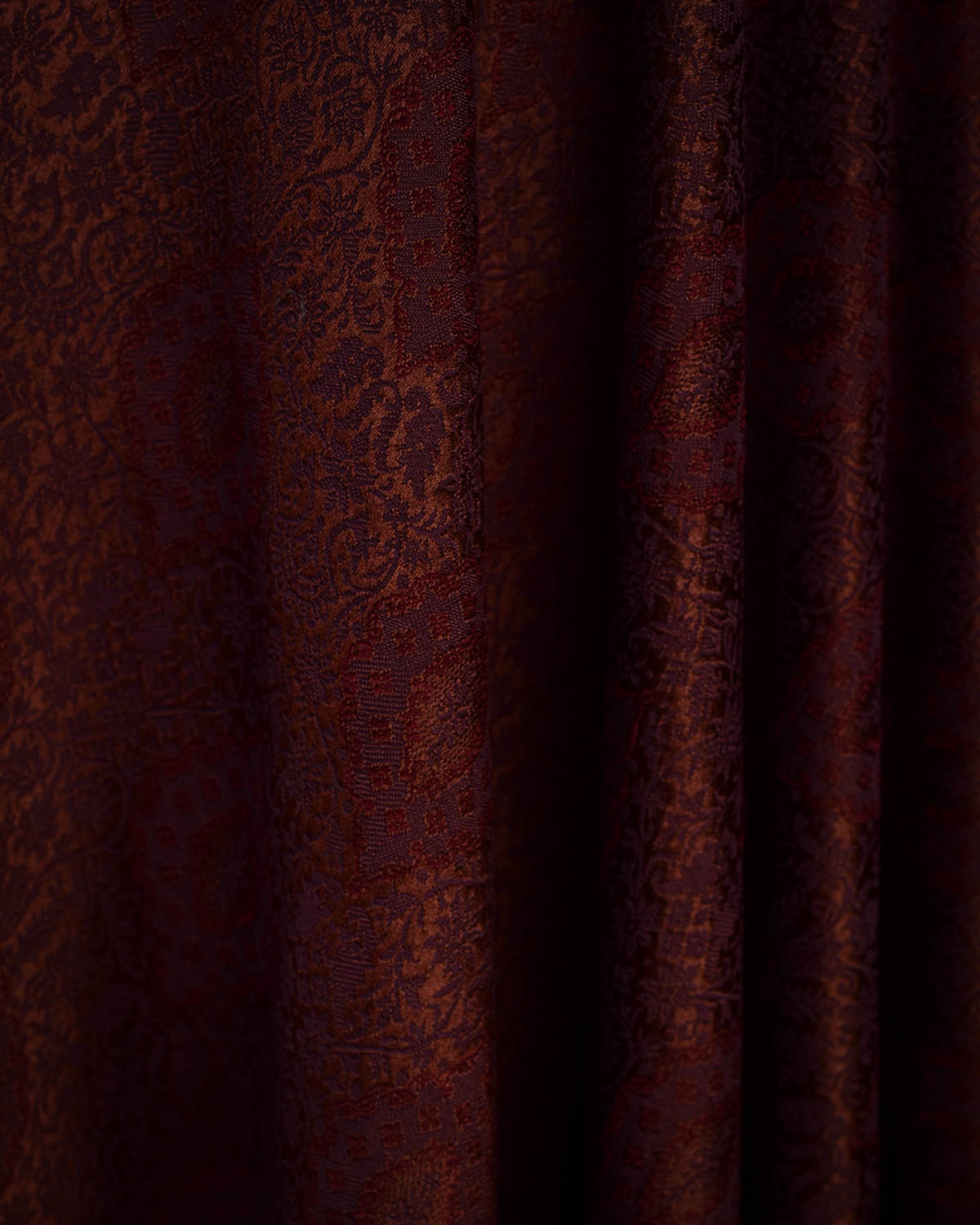 Brown Damask Tanchoi Handwoven Silk Wool Unisex Dress Shawl-HolyWeaves