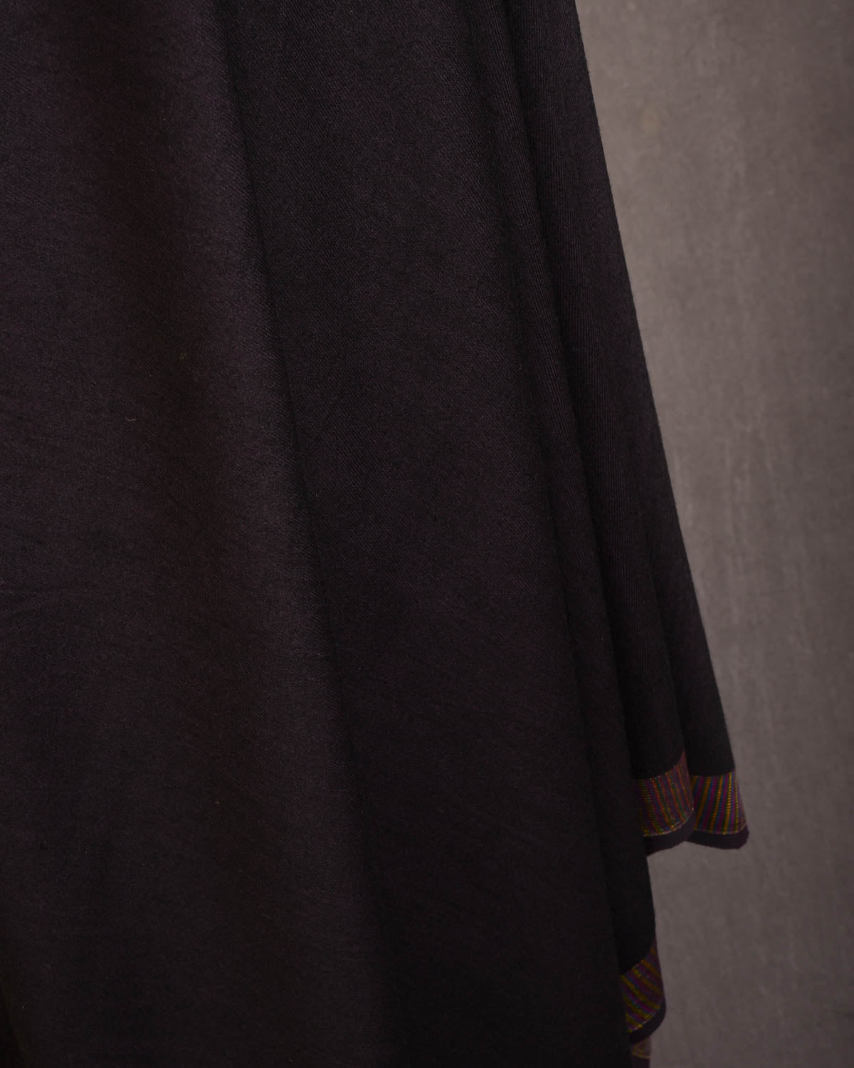 Blush Black Banarasi Multi Color Zari Border Pallu Brocade Handwoven Silk Wool Shawl-HolyWeaves