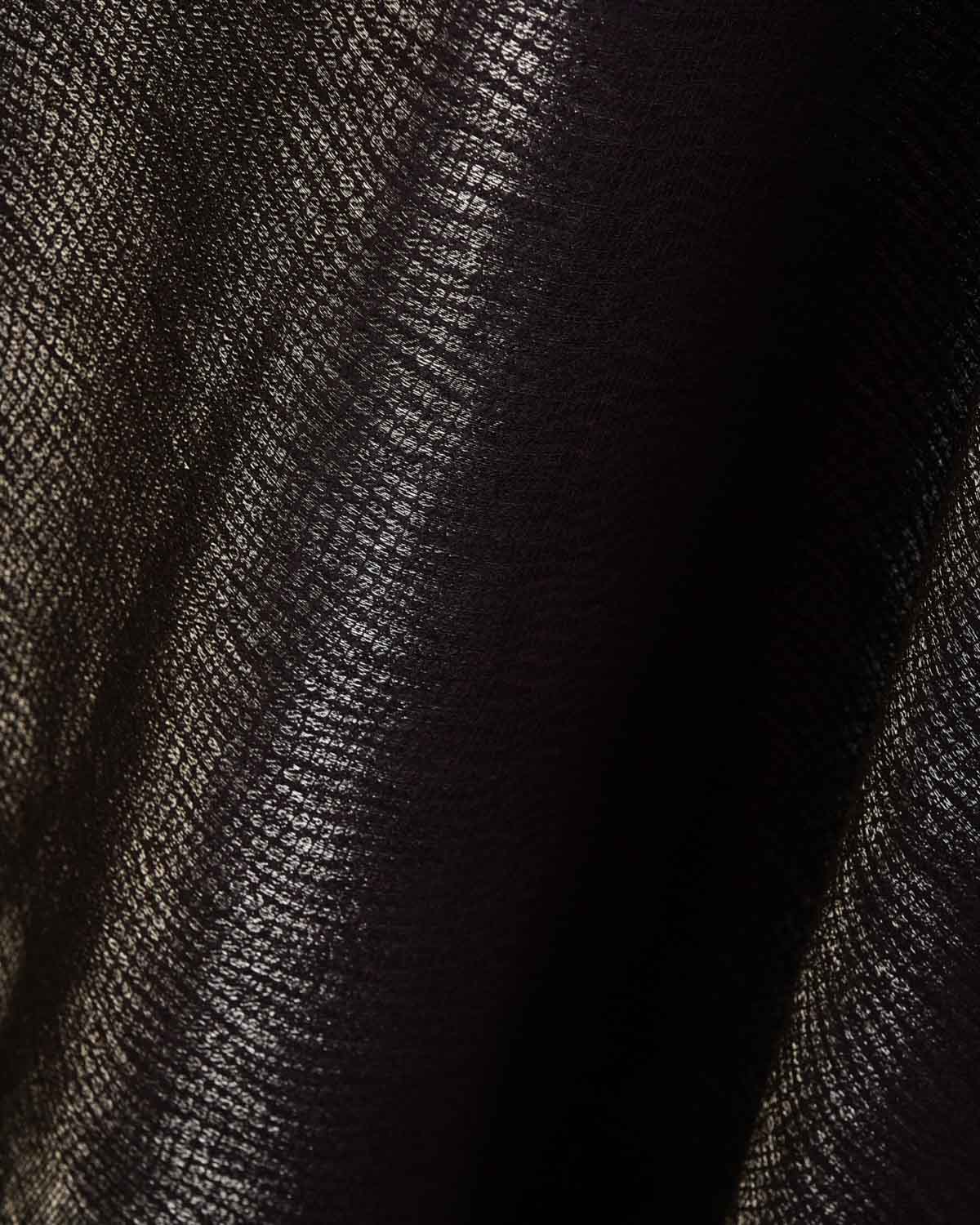 Mahogany Banarasi Silver Zari Distressed Python Stripes Brocade Handwoven Silk Wool Shawl-HolyWeaves
