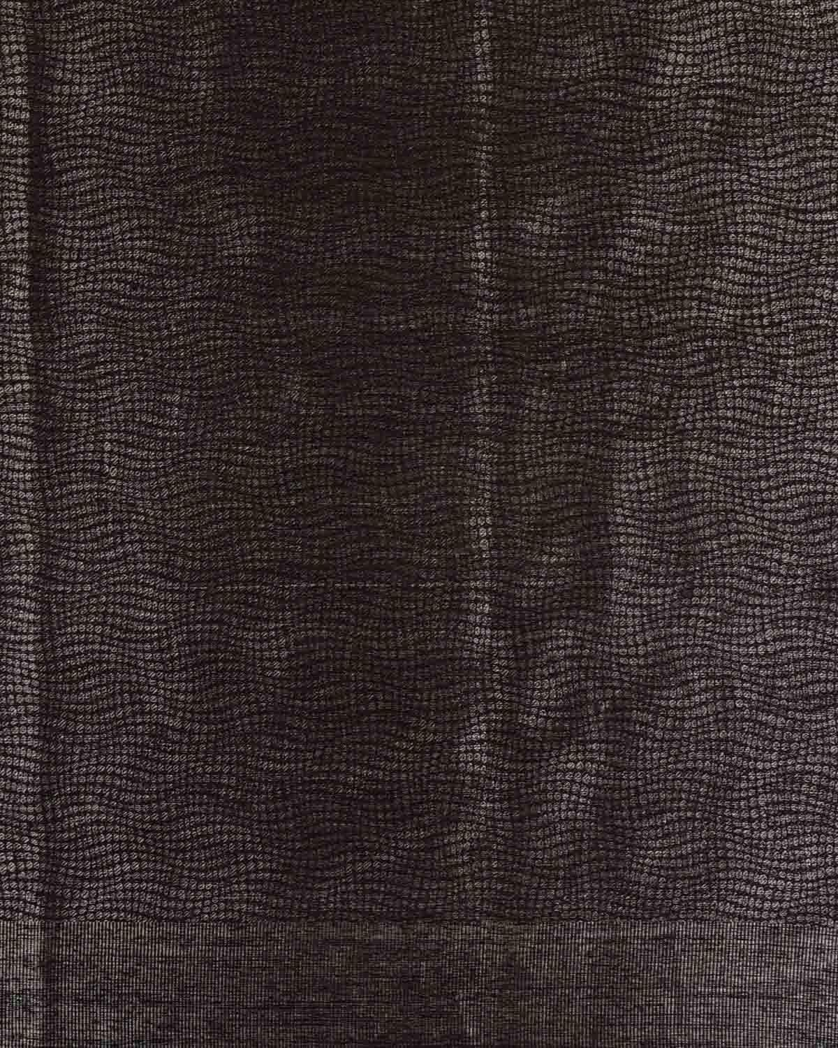 Mahogany Banarasi Silver Zari Distressed Python Stripes Brocade Handwoven Silk Wool Shawl-HolyWeaves