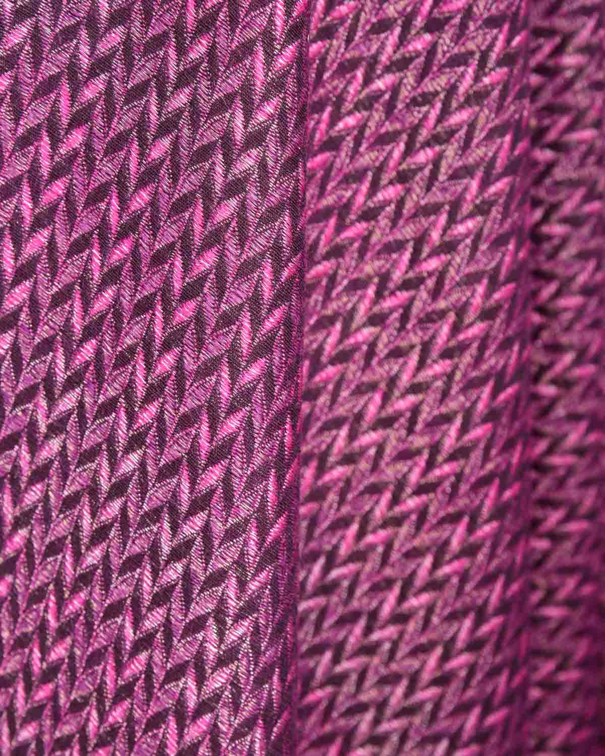 Magenta Gold & Silver Zari Herringbone Brocade Handwoven Silk Wool Dress Shawl-HolyWeaves