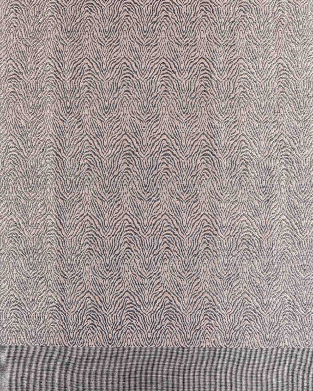 Metallic English Lavender Tiger Stripes Brocade Handwoven Silk Wool Dress Shawl-HolyWeaves