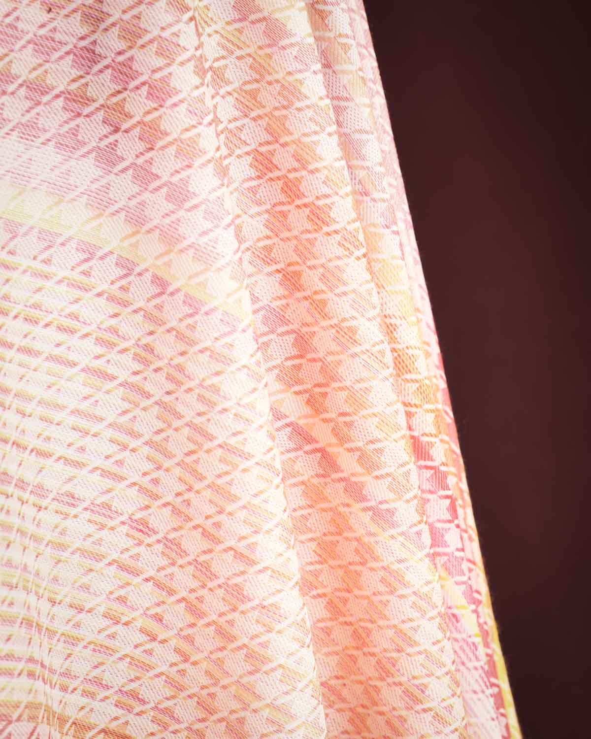 Variegated Multi-color Houndstooth Brocade Handwoven Silk Wool Unisex Dress Shawl-HolyWeaves