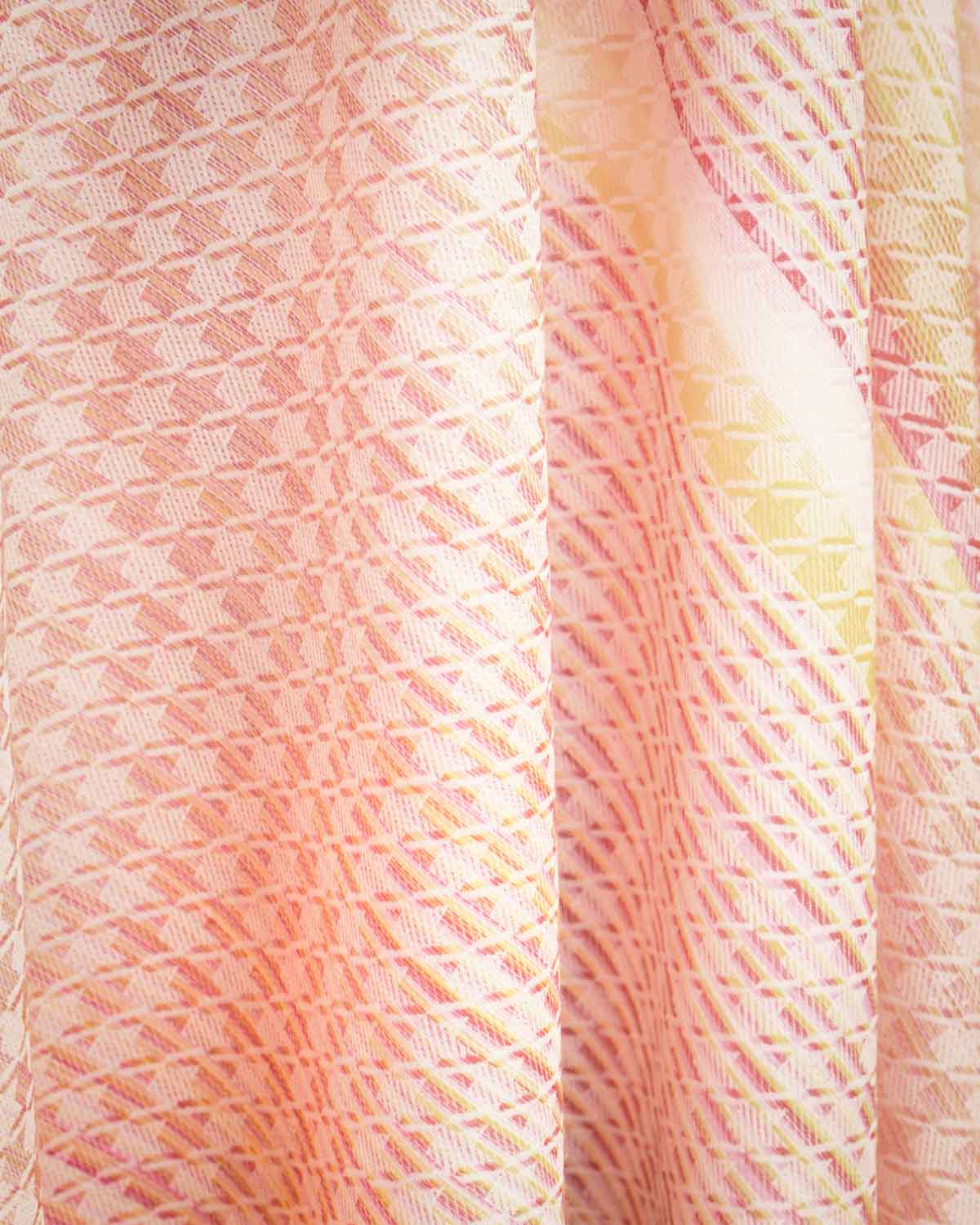 Variegated Multi-color Houndstooth Brocade Handwoven Silk Wool Unisex Dress Shawl-HolyWeaves