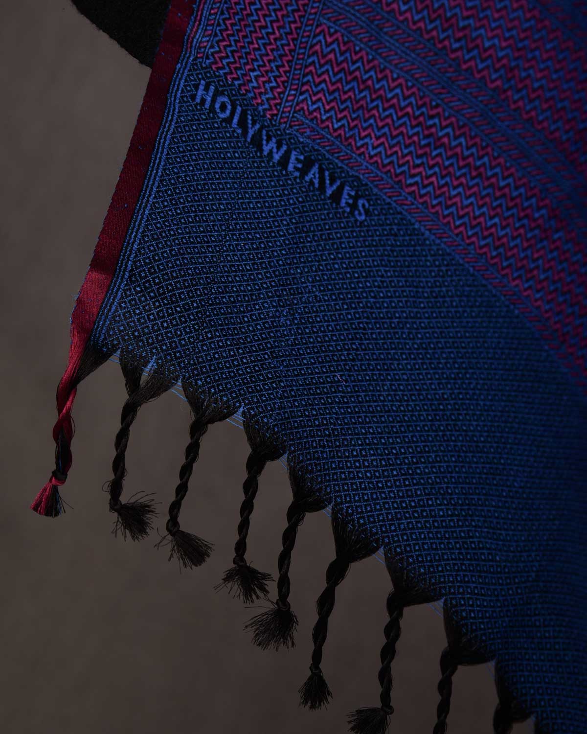 Pink Blue Paisley Satin Tanchoi Handwoven Silk Wool Banarasi Shawl-HolyWeaves