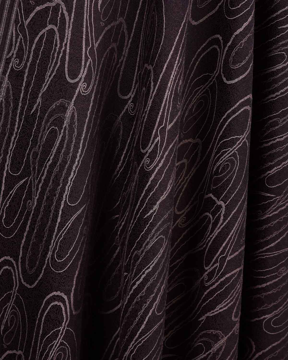 Mahogany Paisley Satin Tanchoi Handwoven Silk Wool Unisex Dress Shawl-HolyWeaves