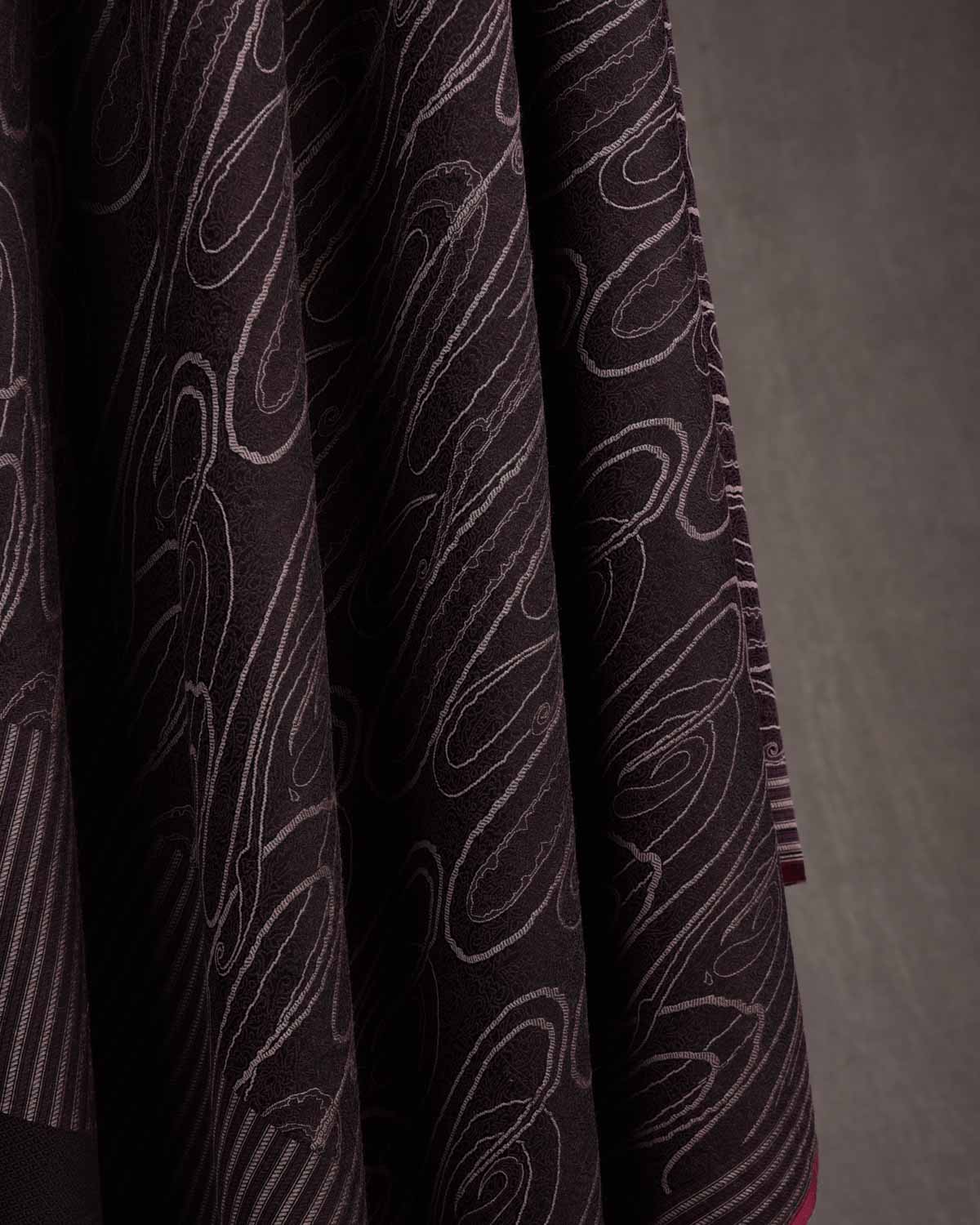 Mahogany Paisley Satin Tanchoi Handwoven Silk Wool Unisex Dress Shawl-HolyWeaves