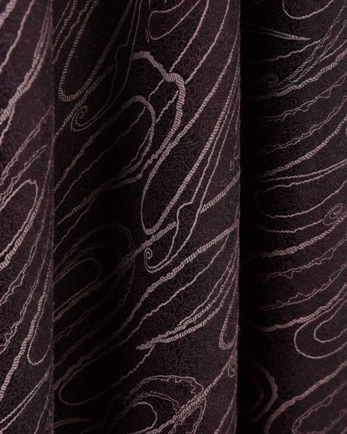 Mahogany Paisley Satin Tanchoi Handwoven Silk Wool Unisex Dress Shawl-HolyWeaves