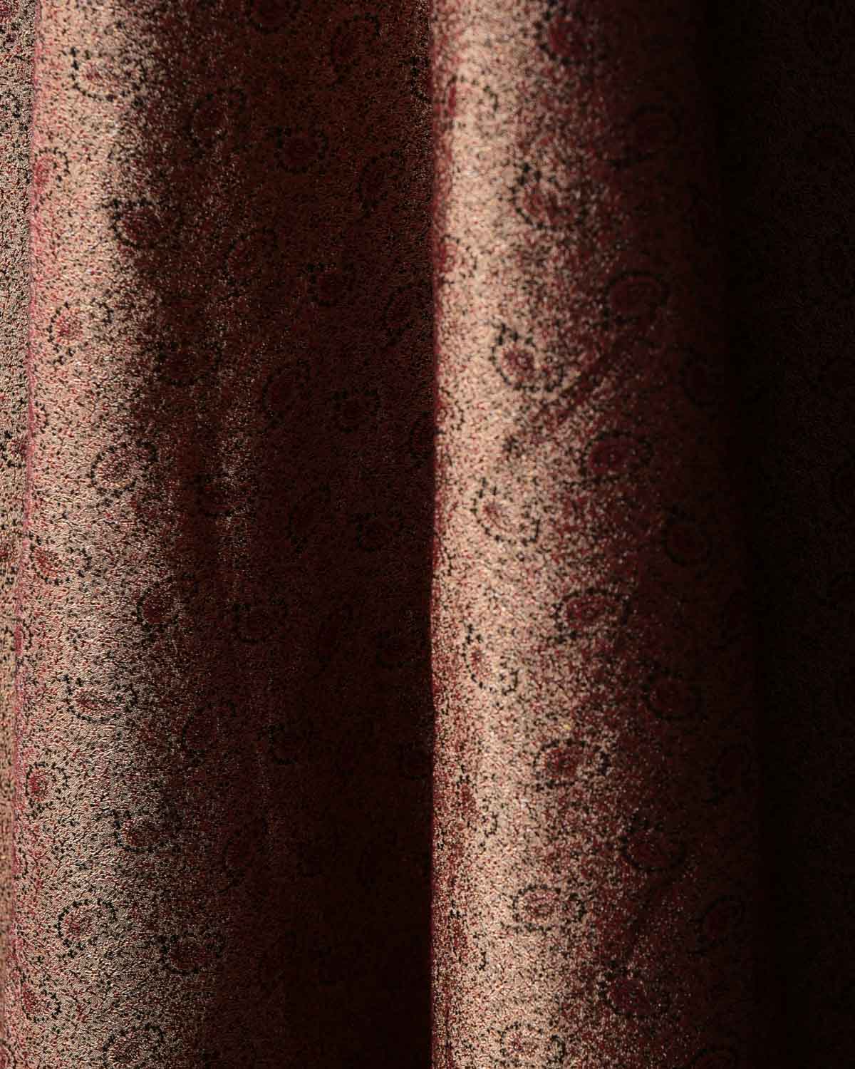 Metallic Beige Paisley Jamawar Handwoven Silk Wool Tissue Unisex Dress Shawl-HolyWeaves