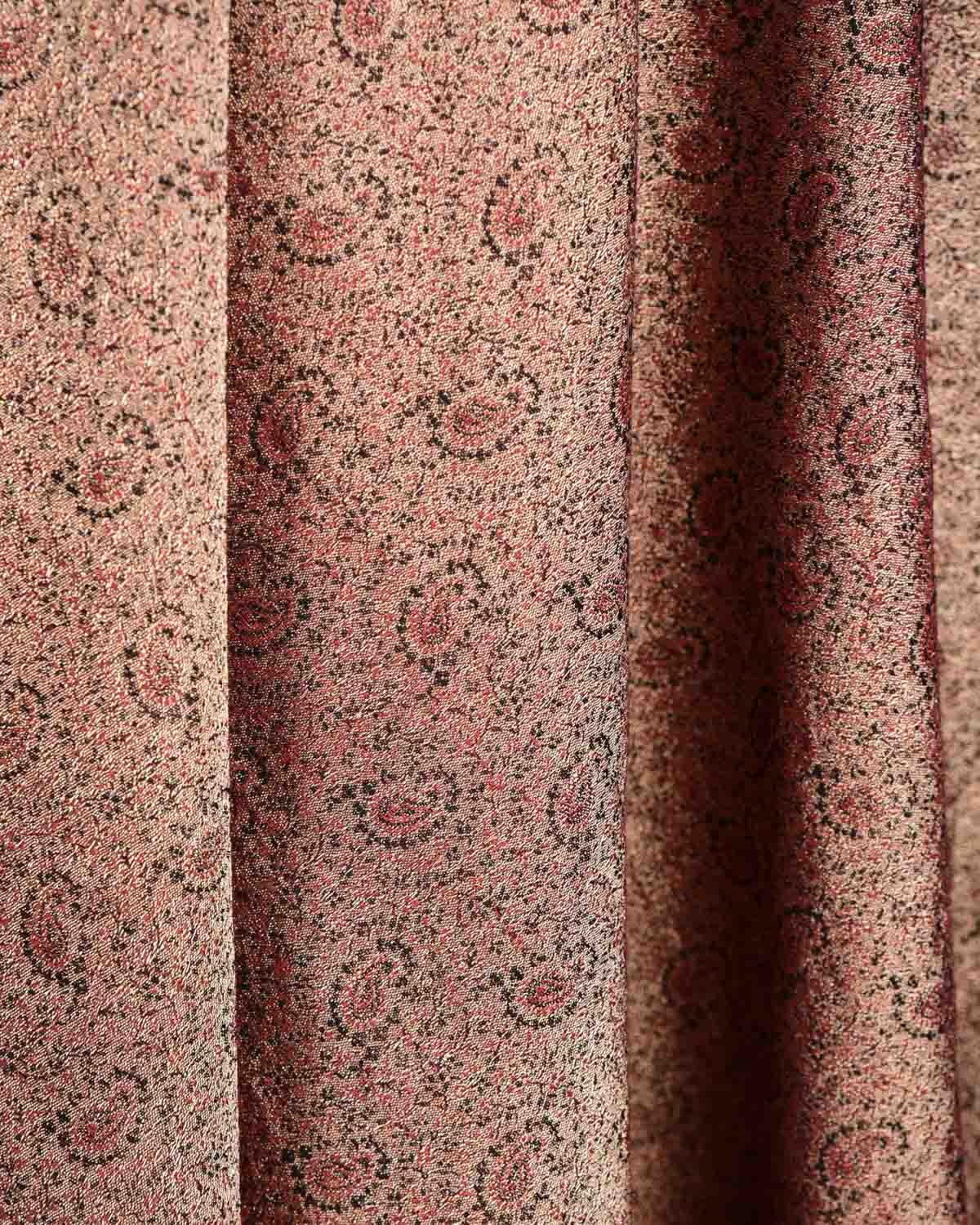 Metallic Beige Paisley Jamawar Handwoven Silk Wool Tissue Unisex Dress Shawl-HolyWeaves