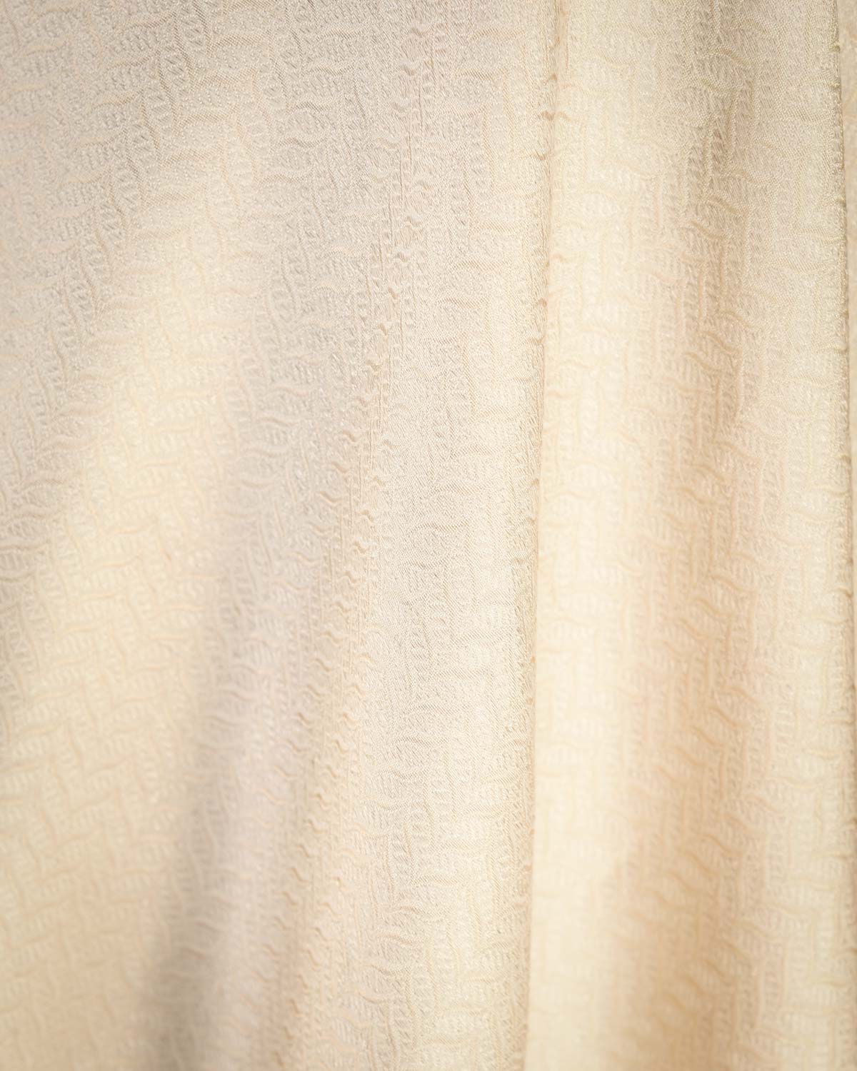 Metallic Ivory White Silver Zari Brocade Handwoven Silk Wool Unisex Dress Shawl-HolyWeaves