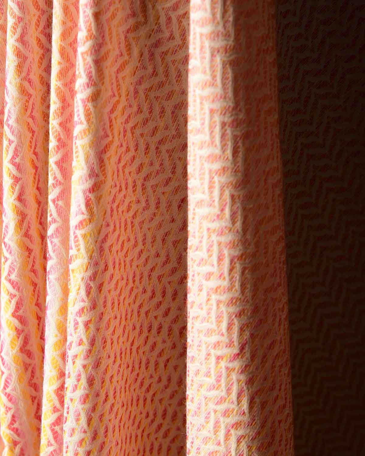 Metallic Variegated Cream Silver Zari Brocade Handwoven Silk Wool Unisex Dress Shawl-HolyWeaves