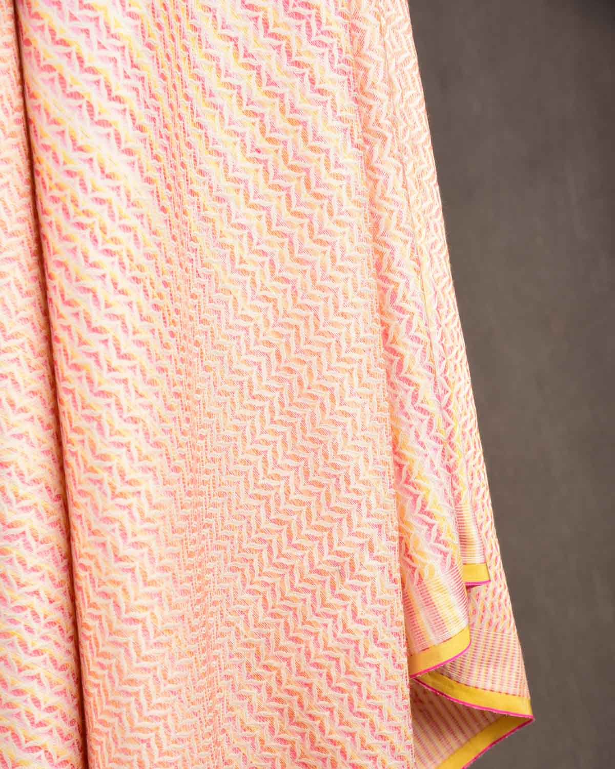 Metallic Variegated Cream Silver Zari Brocade Handwoven Silk Wool Unisex Dress Shawl-HolyWeaves