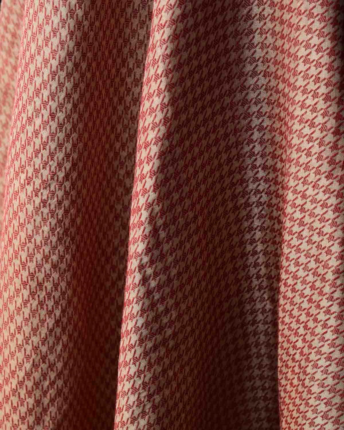 Metallic Beige Houndstooth Gold Zari Brocade Handwoven Silk Wool Tissue Unisex Dress Shawl-HolyWeaves