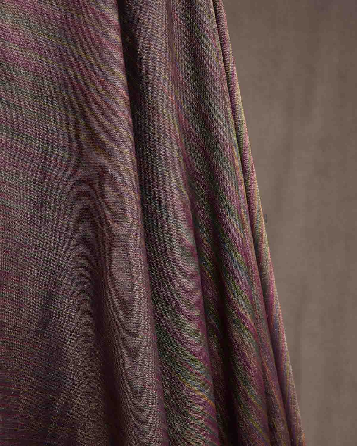 Purple Multi-color Gold Zari Ektara Waterfall Brocade Handwoven Silk Wool Unisex Dress Shawl-HolyWeaves