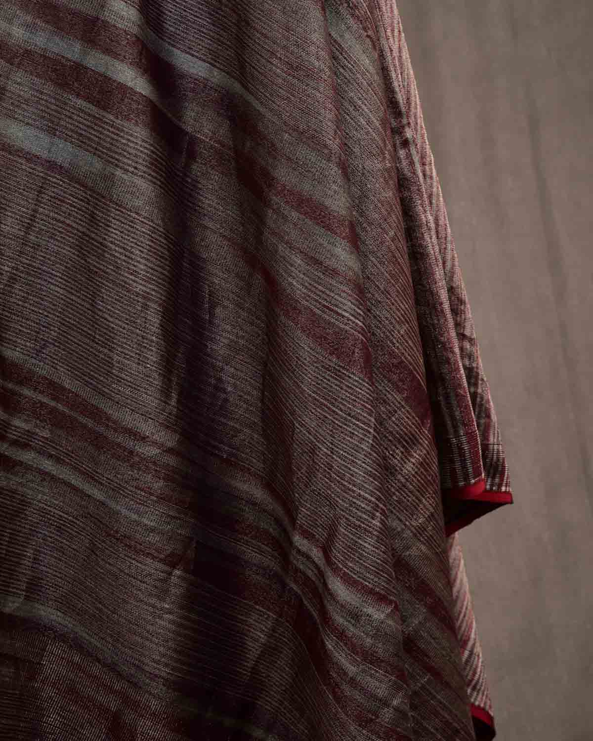 Variegated Metallic Mahogany Waterfall Brocade Handwoven Silk Wool Unisex Dress Shawl-HolyWeaves
