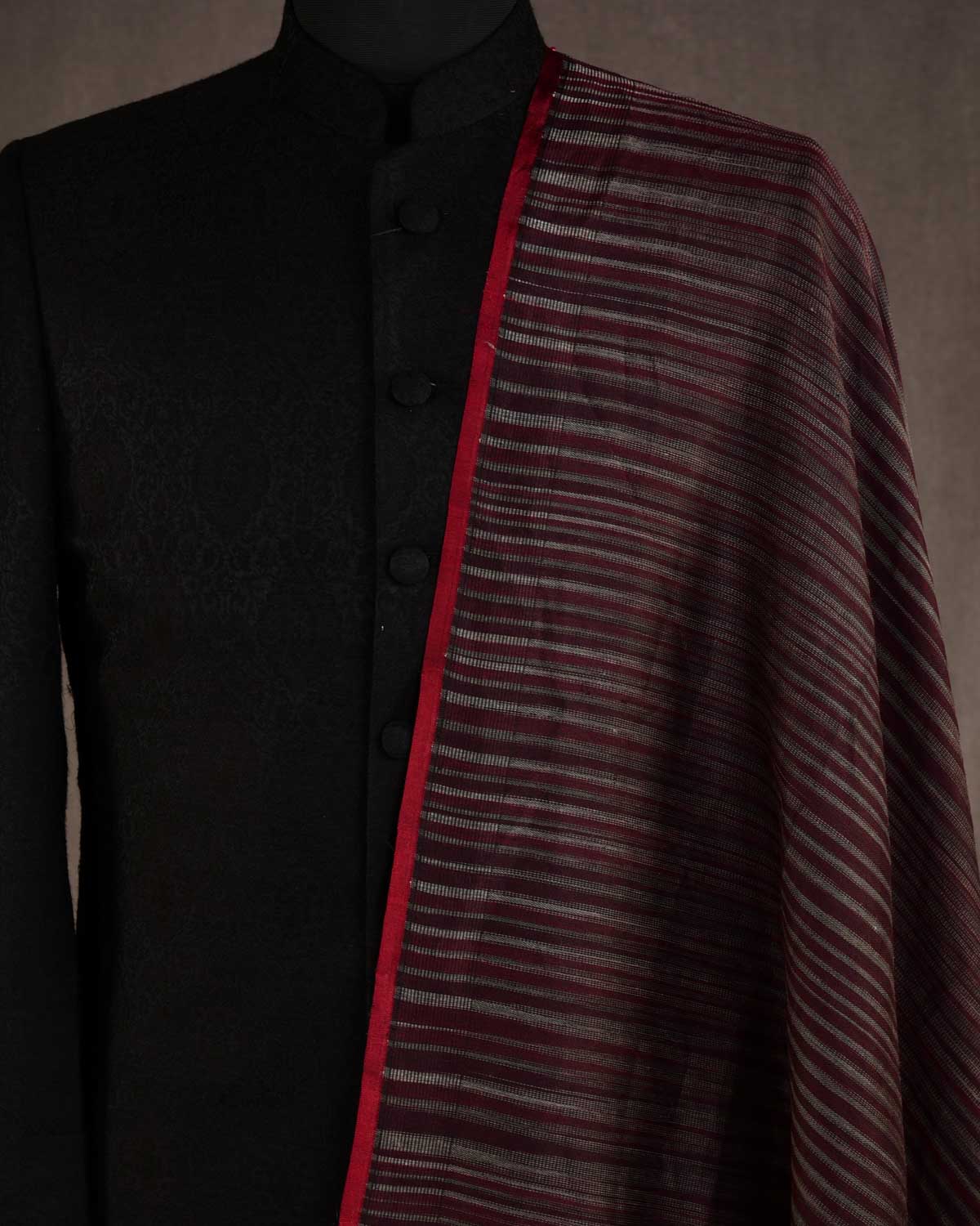 Variegated Mahogany Waterfall Brocade Handwoven Silk Wool Unisex Dress Shawl-HolyWeaves