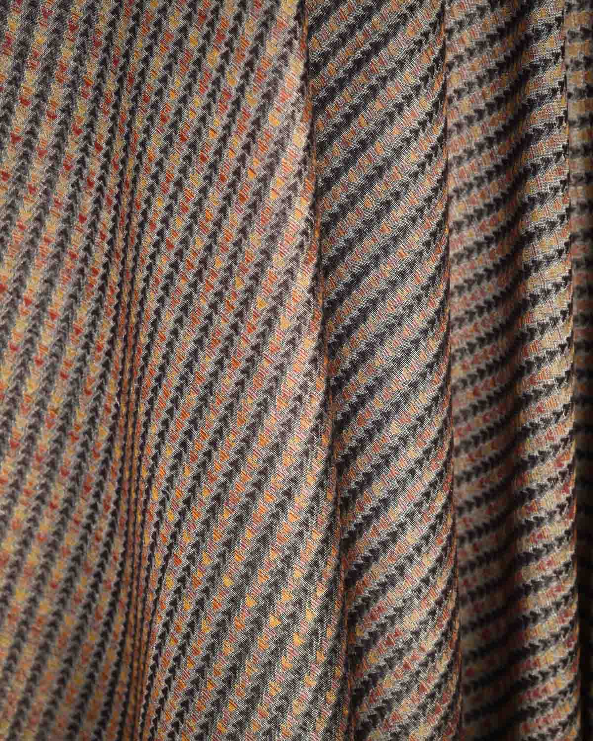 Multi-color Multicolor Zari Arrowhead Brocade Handwoven Silk Wool Unisex Dress Shawl-HolyWeaves