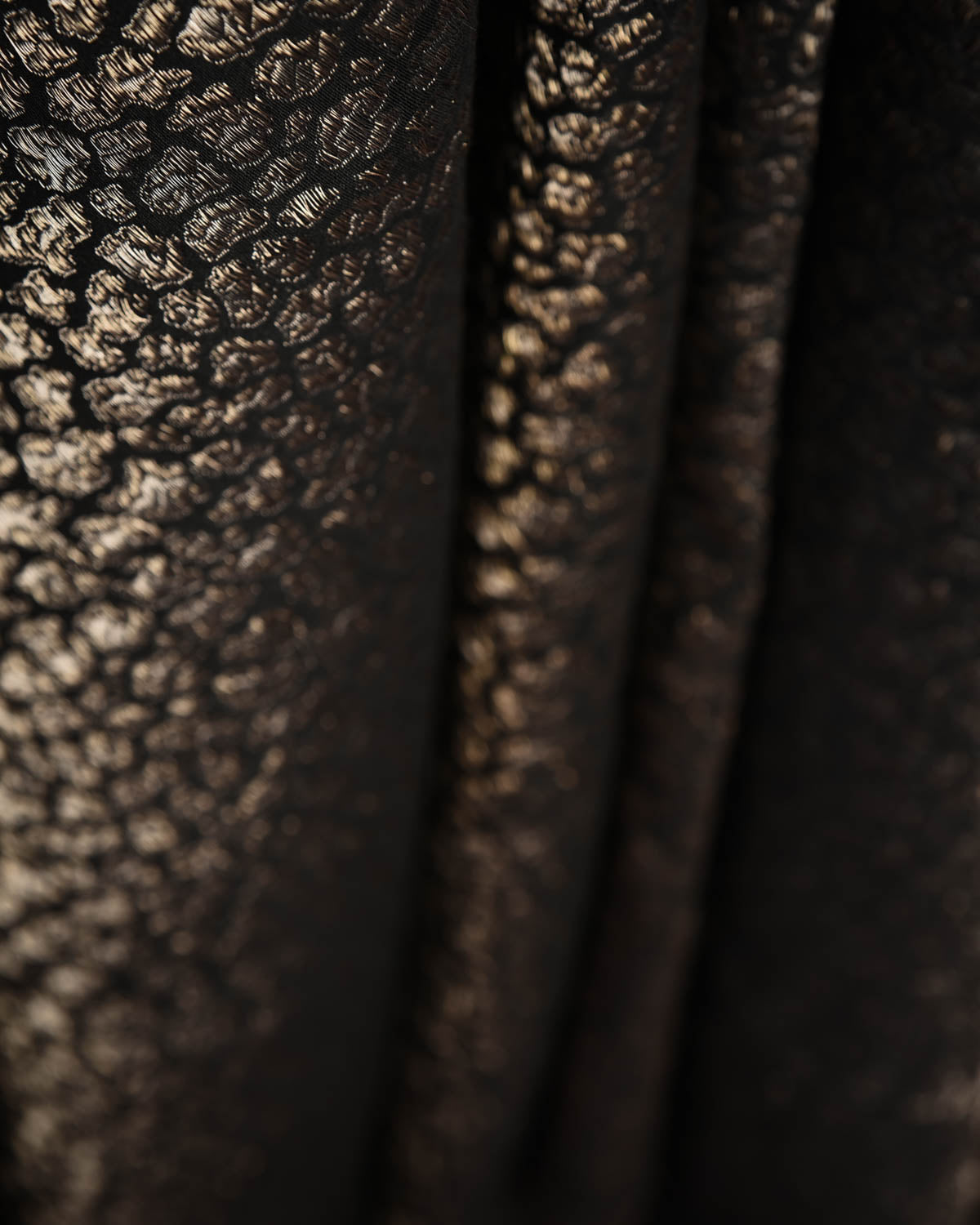 Black Gold And Silver Zari Jaguar Stripes Brocade Handwoven Silk Wool Unisex Dress Shawl-HolyWeaves