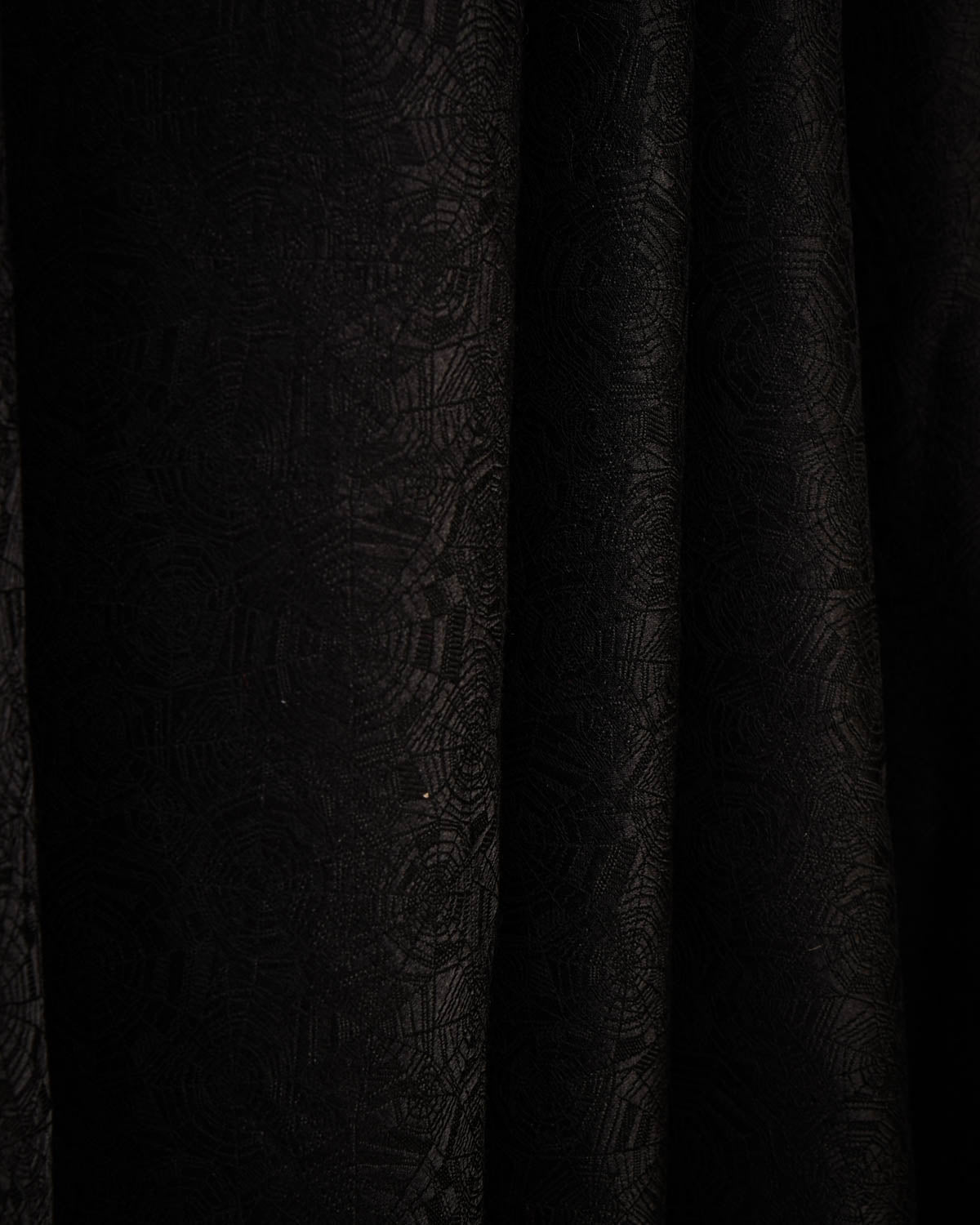 Black Spider Web Satin Tanchoi Handwoven Silk Wool Unisex Dress Shawl-HolyWeaves