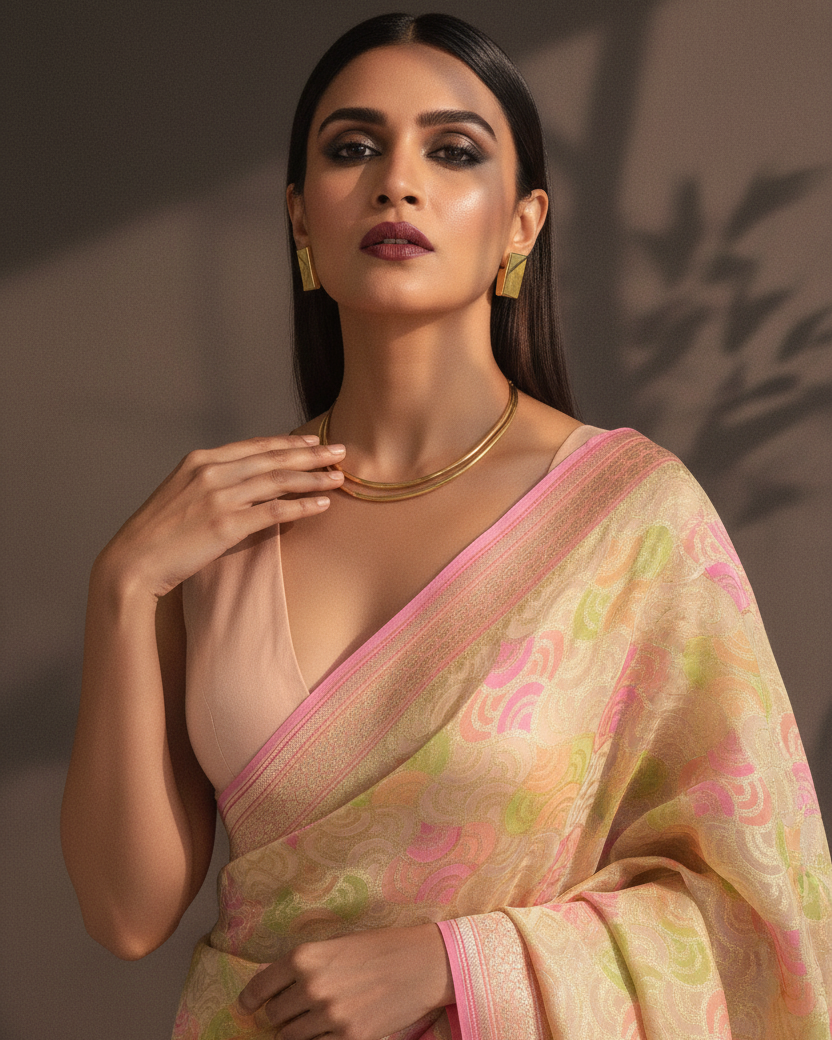 Beige Labyrinth Khaddi Georgette — Editorial v2