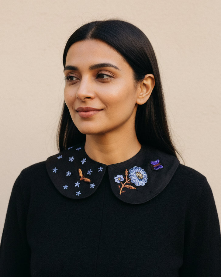 Black Collar on Black - Knit Sweater