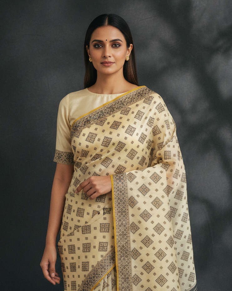 Cream Black Alfi Young Model Mustard Selvage