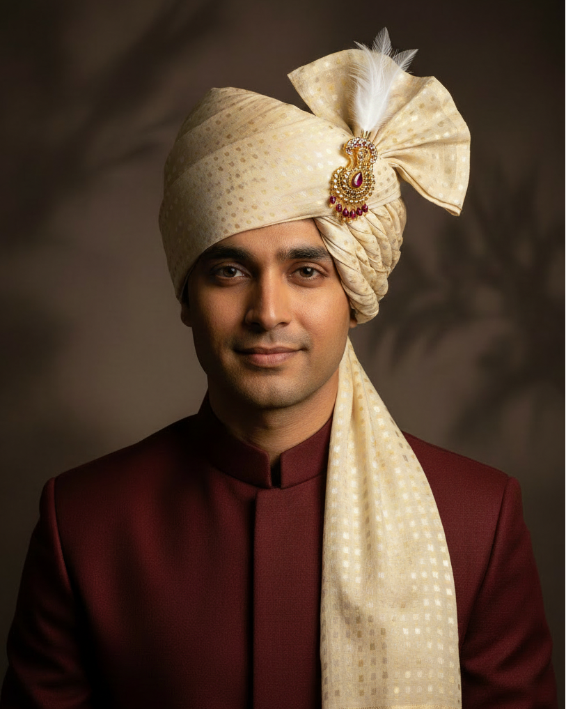 Cream Ivory Safa — Kalgi at Fan-Wrap Junction