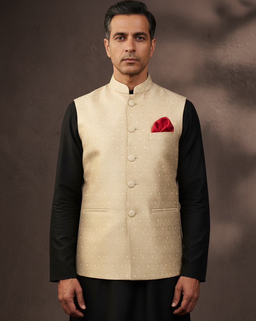 Cream Katan Silk Brocade — Image 2