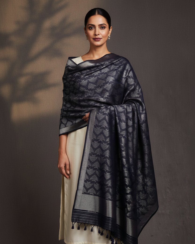 Female 1 — Navy Silver Zari Retry