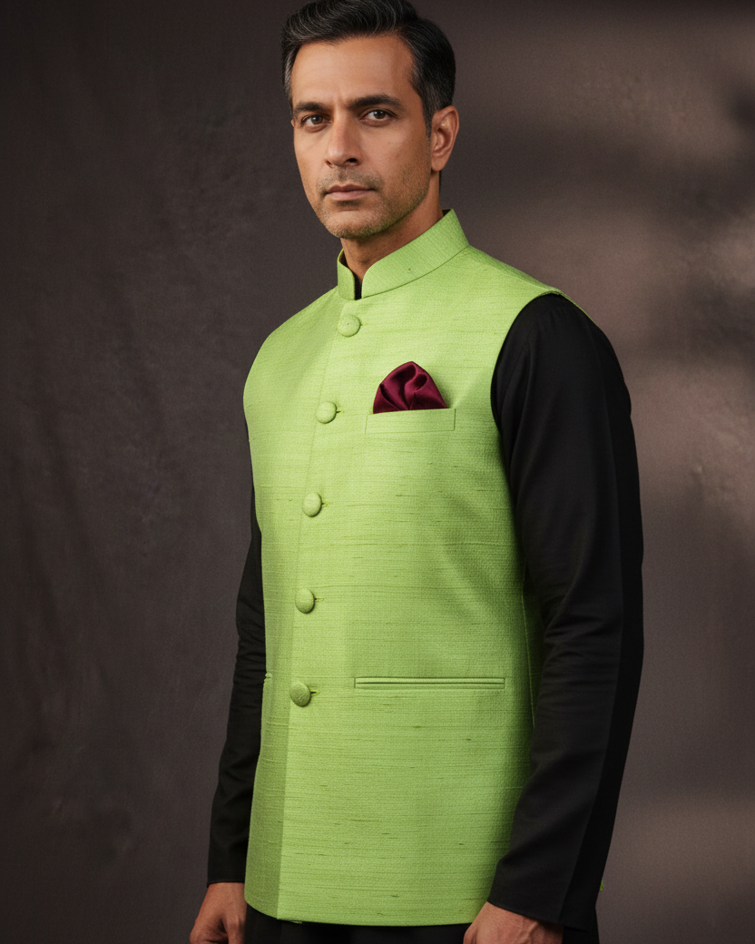 Green Raw Silk — Image 1