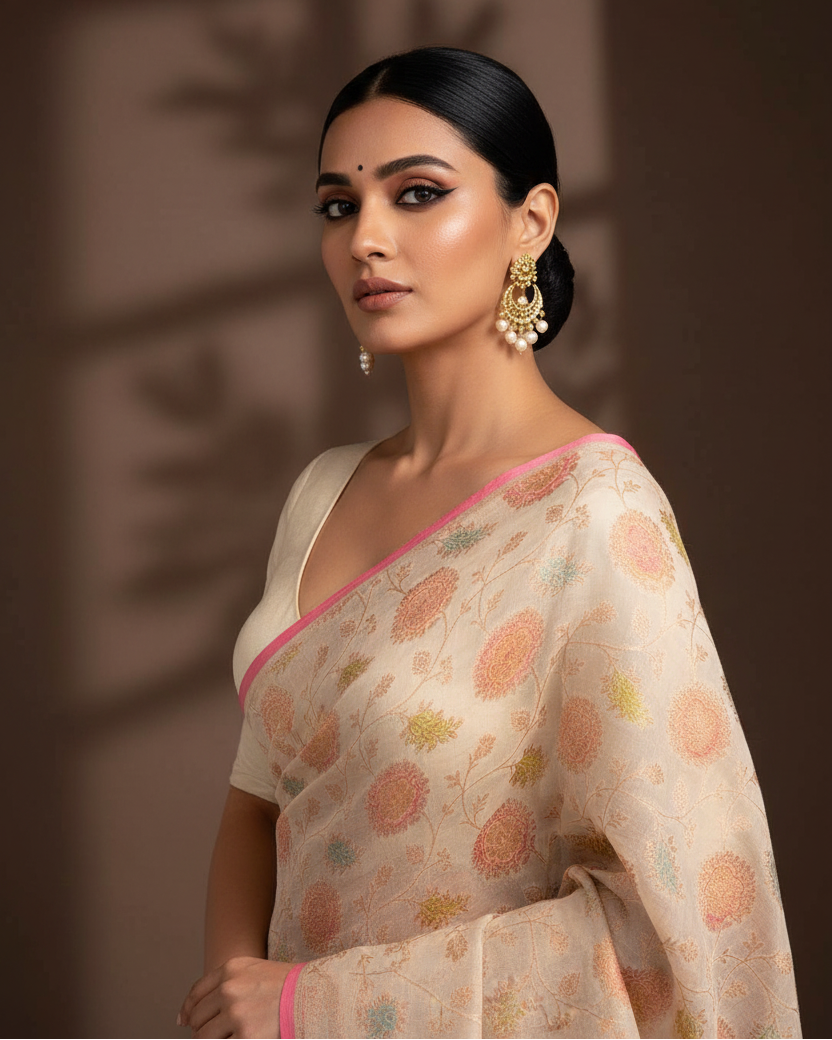 Ivory Floral Jaal - No Border