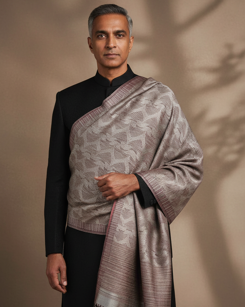 Male 2 — Metallic Grey Oceanic Shawl