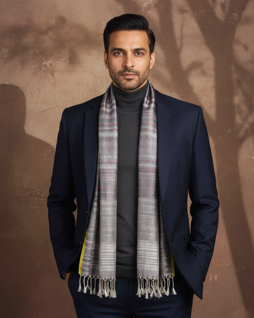 Male - Grey Diamonds Tanchoi - Inside Dark Blazer