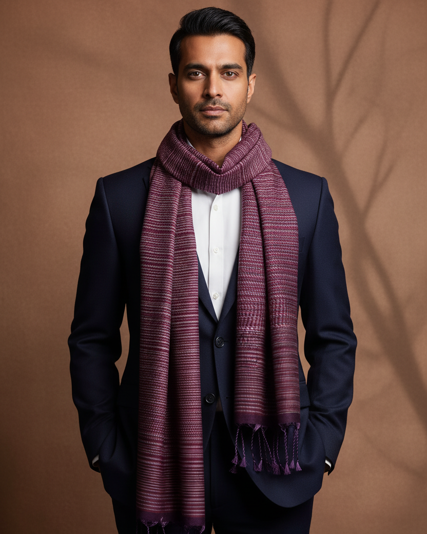 Male - Mahogany Silk Wool - Inside Open Blazer, Winter Weight