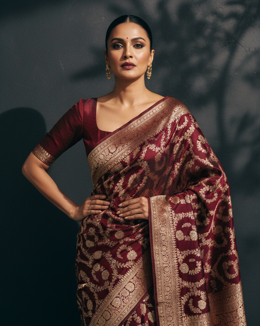 Maroon Floral Jaal – Previous Model Style
