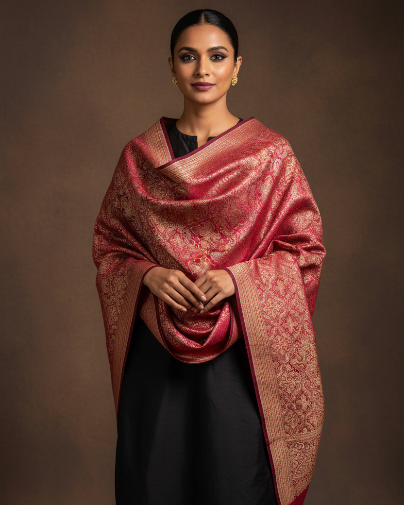 Metallic Maroon Jamawar — Shot 1