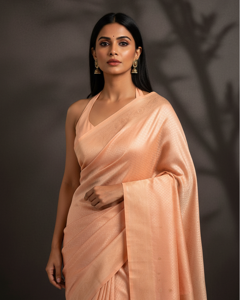 Peach Ghani Paisley Katan Silk — Image-Led