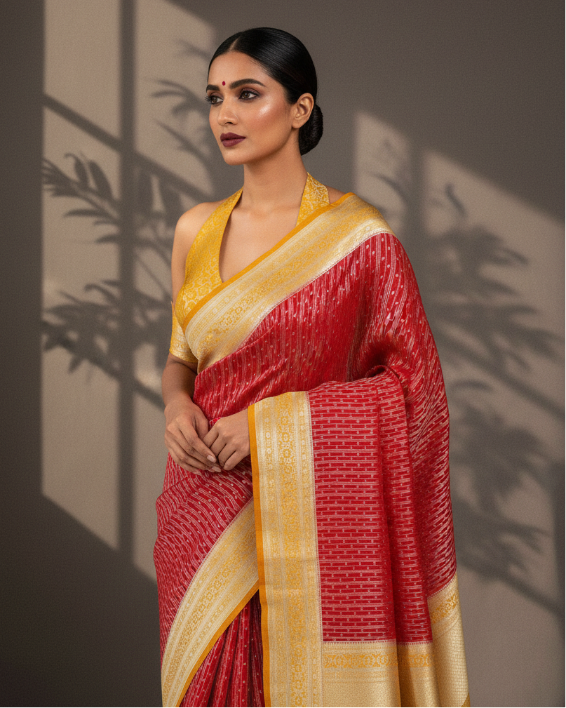 Red Khaddi Georgette Banarasi — Image-Led Generation