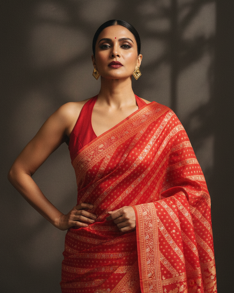 Red Rakhtambari – Bold Editorial