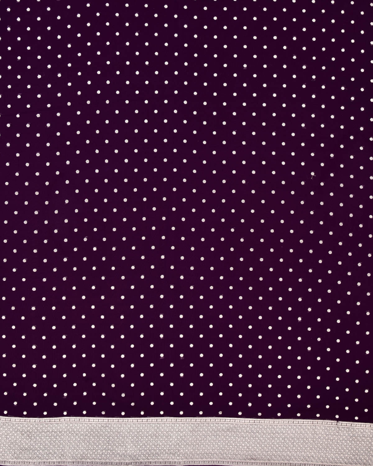 Purple Banarasi Silver Zari Polka Buti Cutwork Brocade Handwoven Khaddi Georgette Saree - By HolyWeaves, Benares