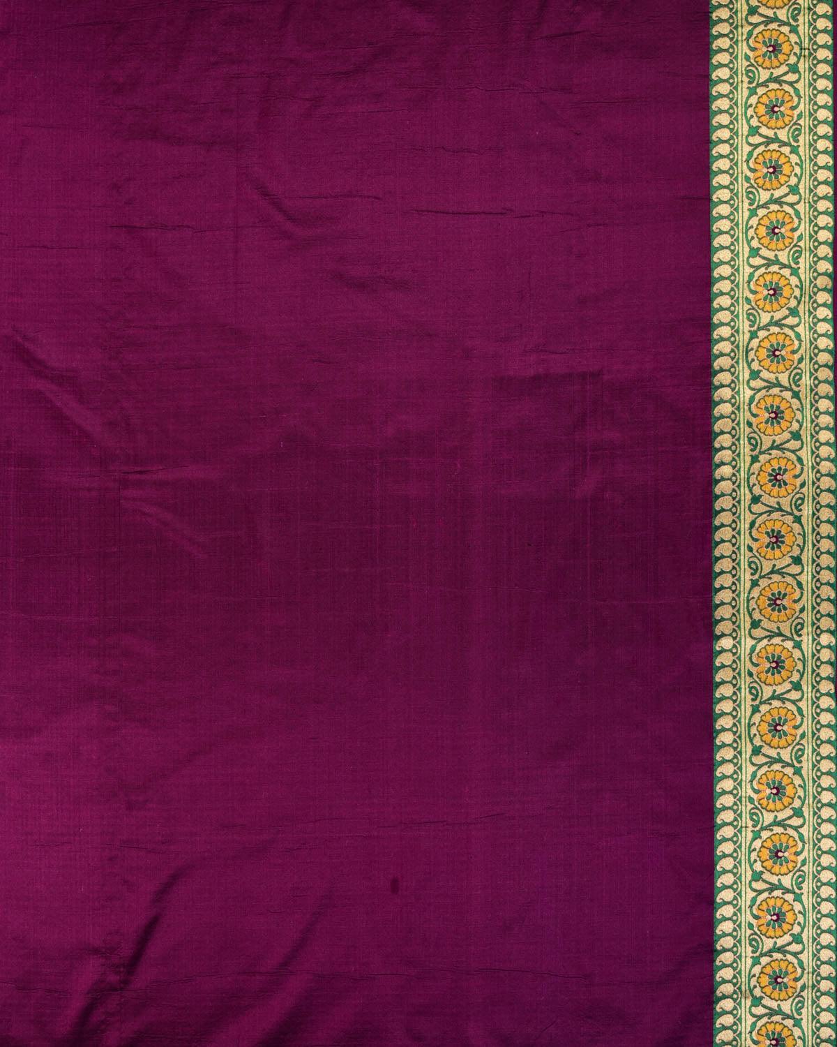 Purple Banarasi Gold Zari & Resham Cutwork Brocade Handwoven Katan Silk Saree - By HolyWeaves, Benares