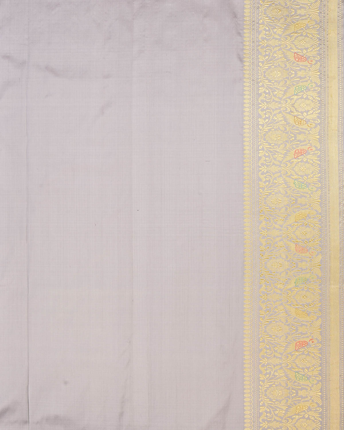 Gray Banarasi Rajaji Shikargah Kadhuan Brocade Handwoven Katan Silk Saree - By HolyWeaves, Benares