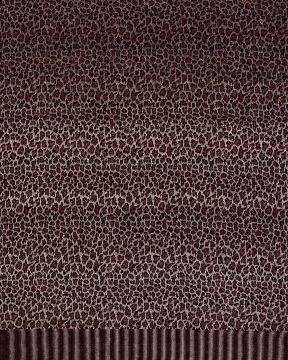 Gray Banarasi Leopard Stripes Brocade Handwoven Silk-Wool Shawl - By HolyWeaves, Benares