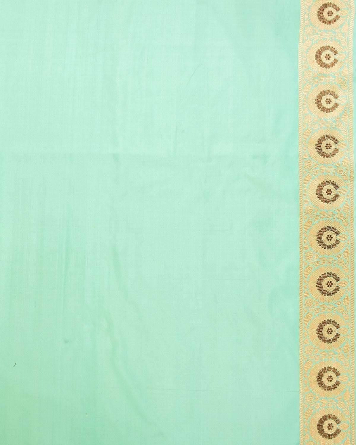 Aqua Marine Banarasi Gold Antique & Silver Zari Geometric Cutwork Brocade Handwoven Katan Silk Saree - By HolyWeaves, Benares