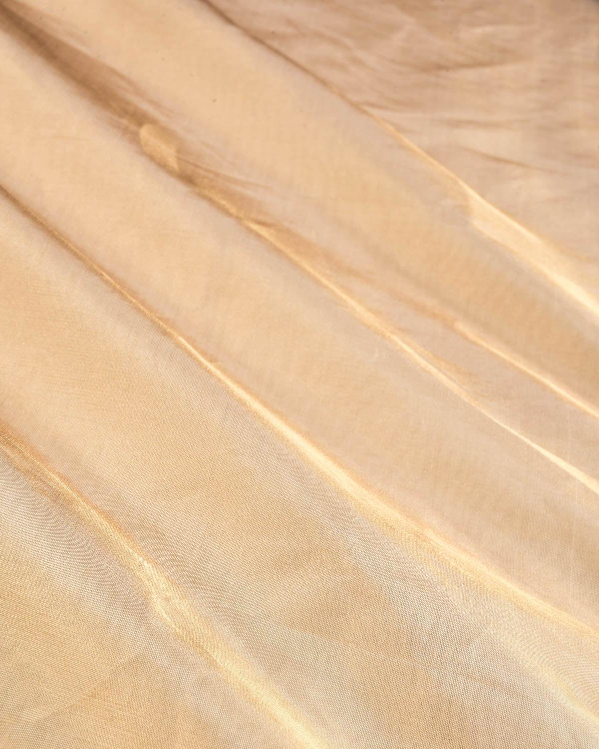 Metallic Gold Banarasi Brocade Handwoven Katan Tissue Fabric - By HolyWeaves, Benares